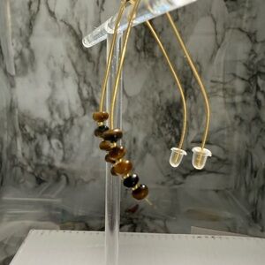 Gold and Tiger Eye Threader Earrings